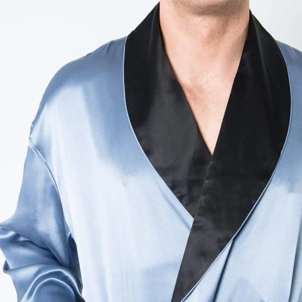 Men's Twilight Blue Robe with Black Collar