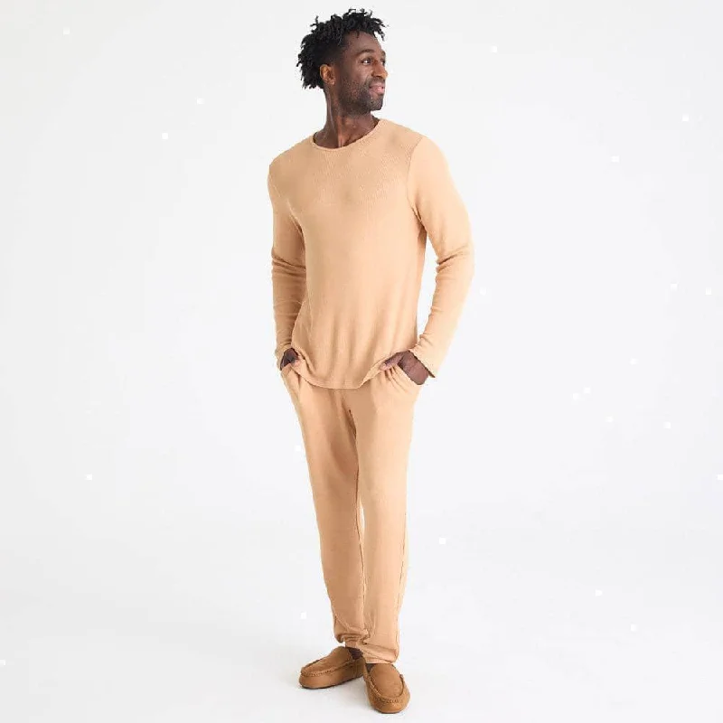 men's doe waffle modal long sleeve jogger set