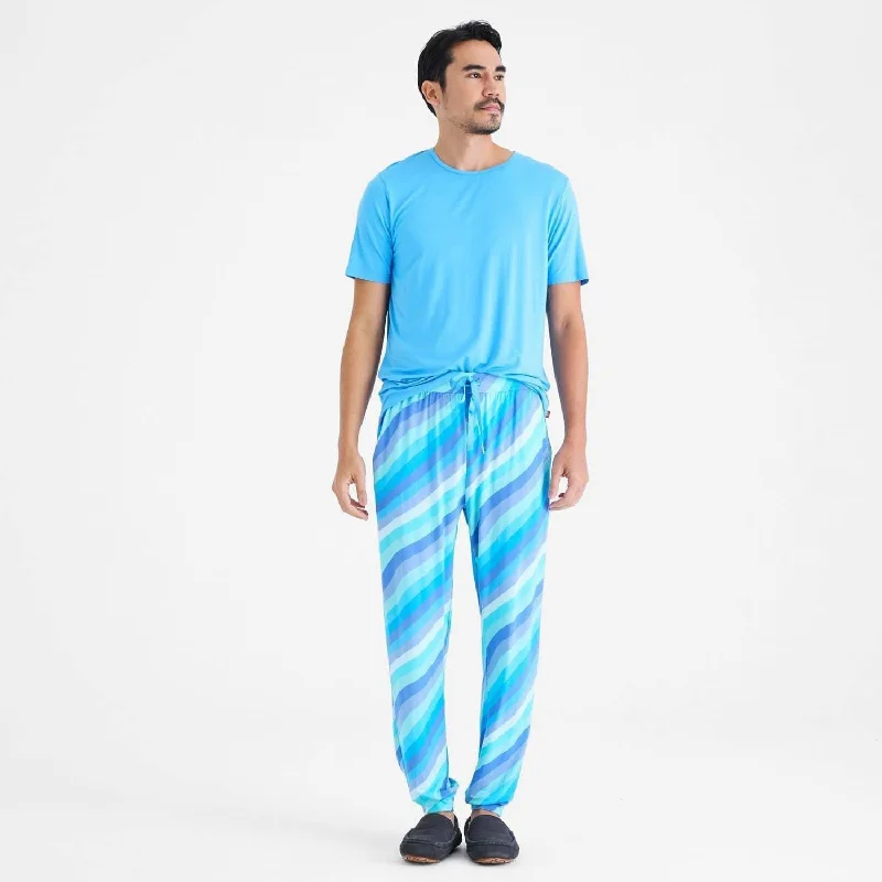 men's blue shine modal short sleeve jogger set