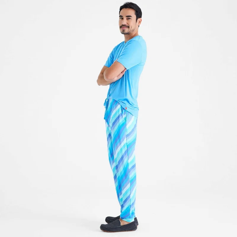 men's blue shine modal short sleeve jogger set