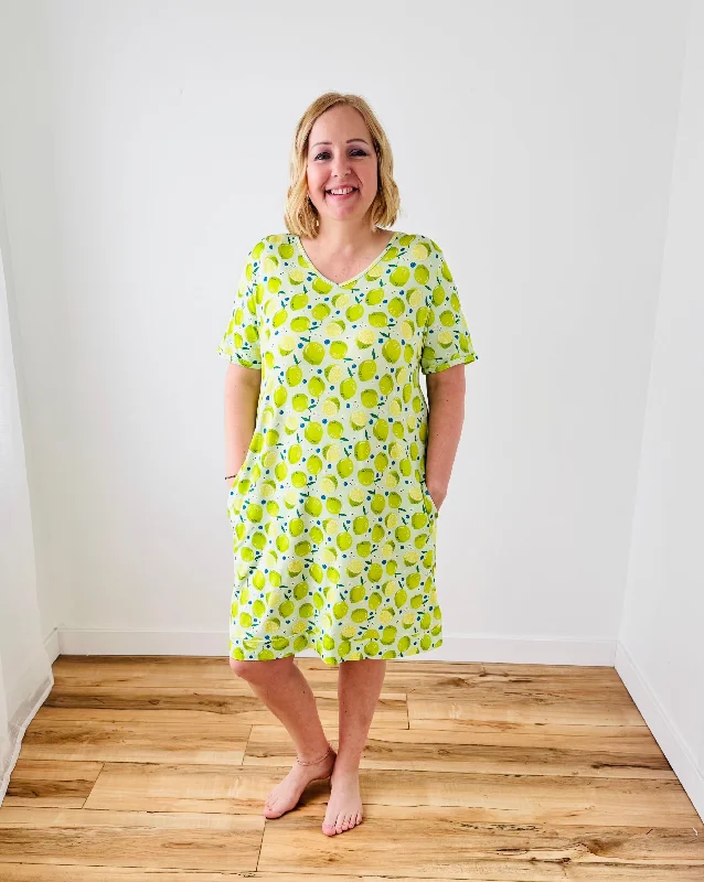 🪴 Nightshirt V Neck With Pockets | Luscious Limes 🪴