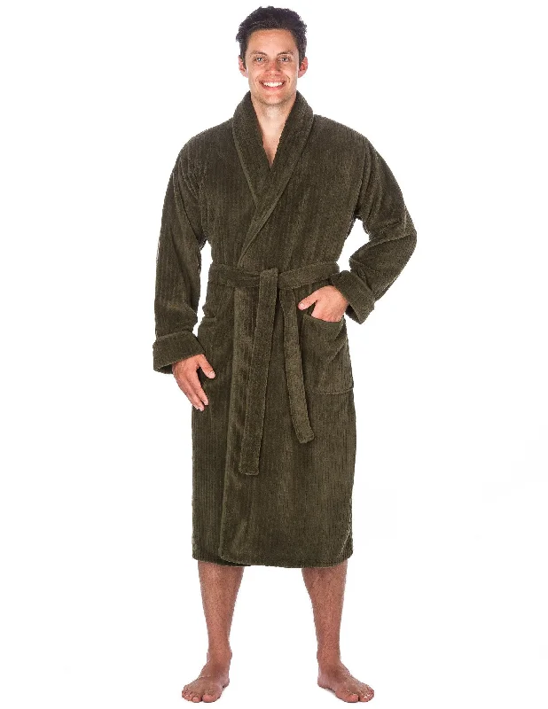 Luxurious Noble Mount Men's Coral Fleece Plush Robe with Shawl Collar - Soft, Warm, and Cozy Full-Length Bathrobe with Pockets and Tie Belt