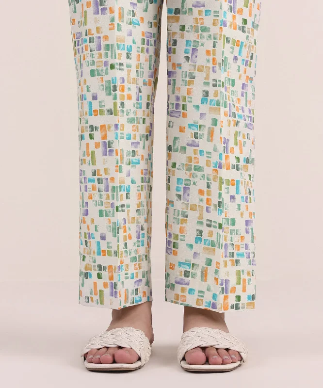 Printed Cambric Straight Pants