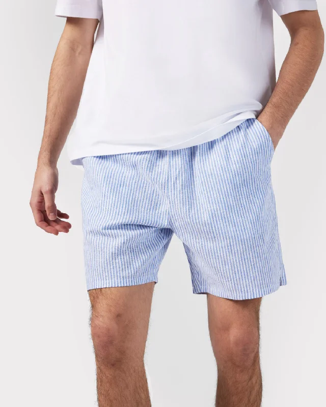 Poplin Stripe Pyjama Shorts - Navy & White