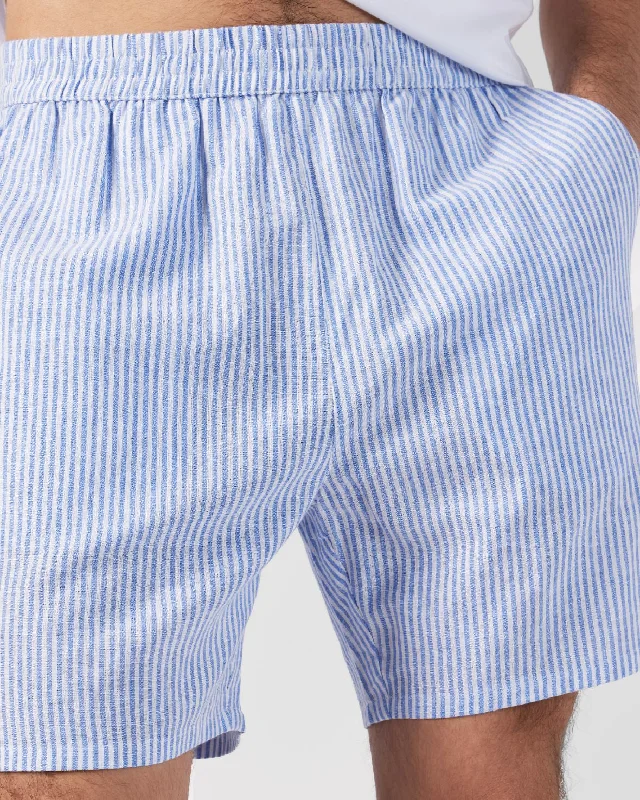 Poplin Stripe Pyjama Shorts - Navy & White