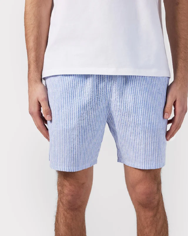 Poplin Stripe Pyjama Shorts - Navy & White