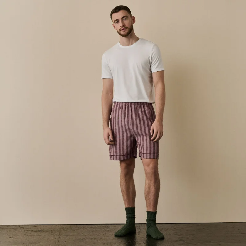 Port & Woodrose Striped Linen Men's PJ Shorts