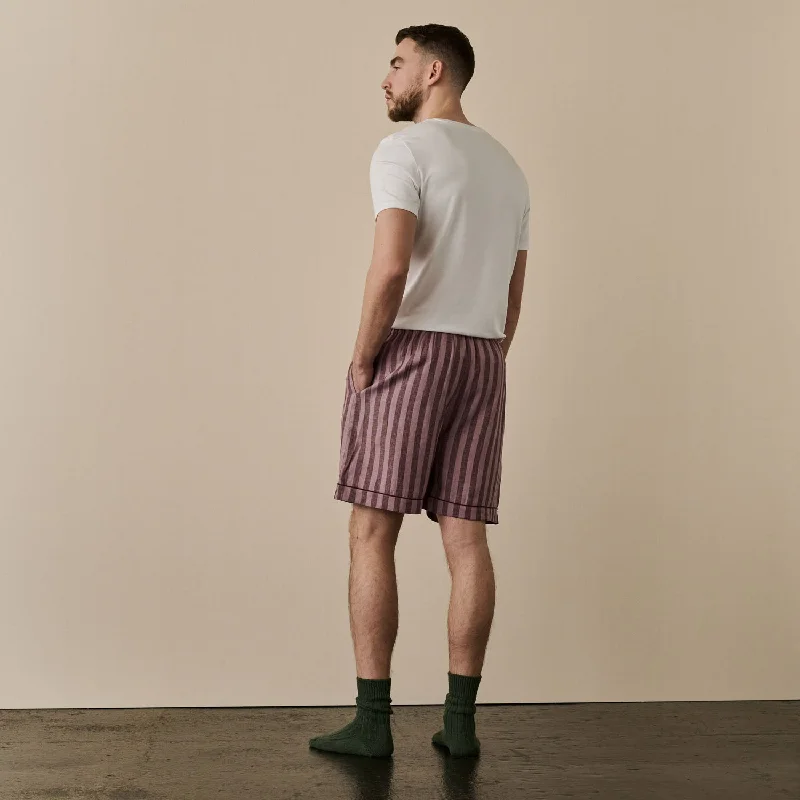 Port & Woodrose Striped Linen Men's PJ Shorts