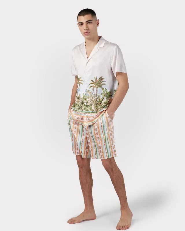 Satin Tropical Parrot Print Short Pyjama Set