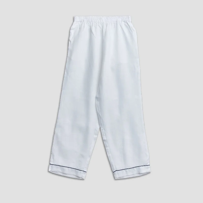 Men's White Linen Pyjama Trousers