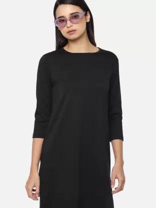 Women plain Night Dress  (Black)