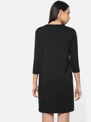 Women plain Night Dress  (Black)