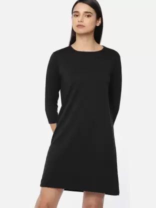 Women plain Night Dress  (Black)