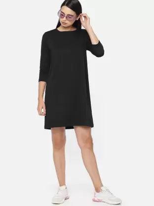 Women plain Night Dress  (Black)