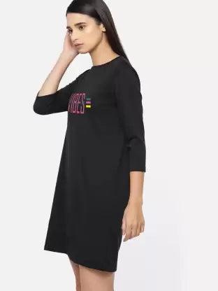 Women plain Night Dress  (Black)