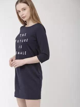 Women plain Night Dress  (Blue)