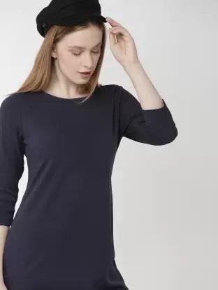 Women plain Night Dress  (Dark Blue)