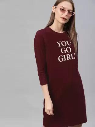 Women plain Night Dress  (Maroon)