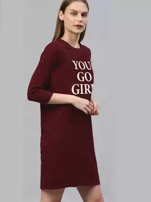 Women plain Night Dress  (Maroon)