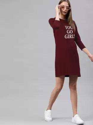 Women plain Night Dress  (Maroon)