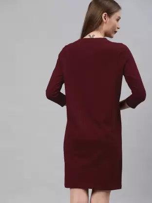 Women plain Night Dress  (Maroon)