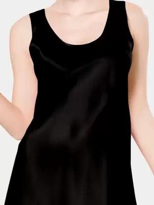 Women polyster Night Dress  (Black)