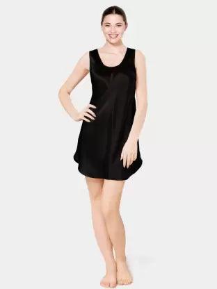 Women polyster Night Dress  (Black)