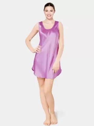 Women polyster Night Dress  (Purple)