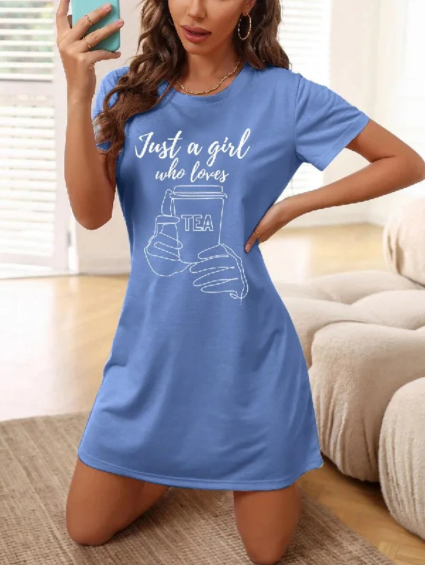 Women Half Sleeve Printed Nighty_(Blue)