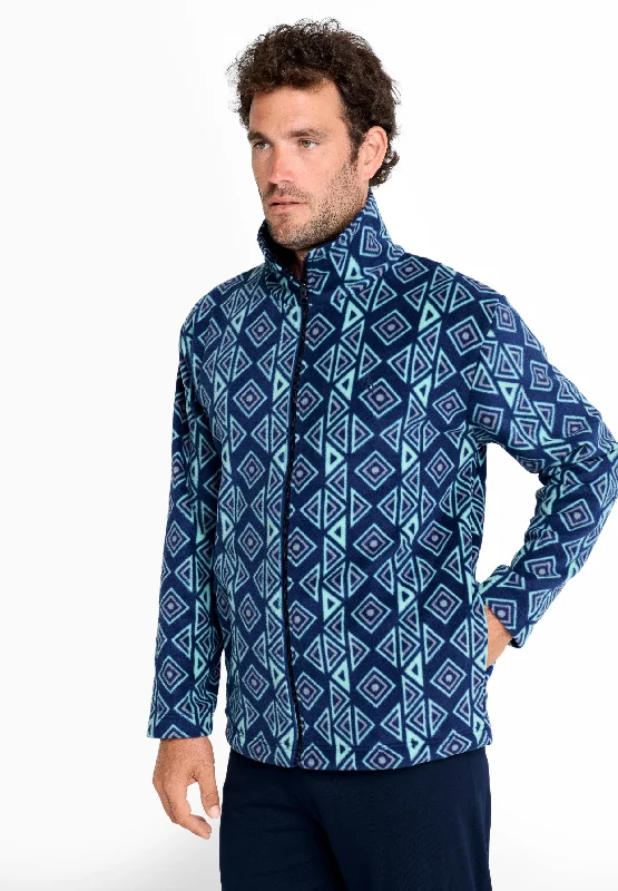 Chaqueta de Pijama Hombre Polar de Invierno Premium Estampado - Azul 0500_20