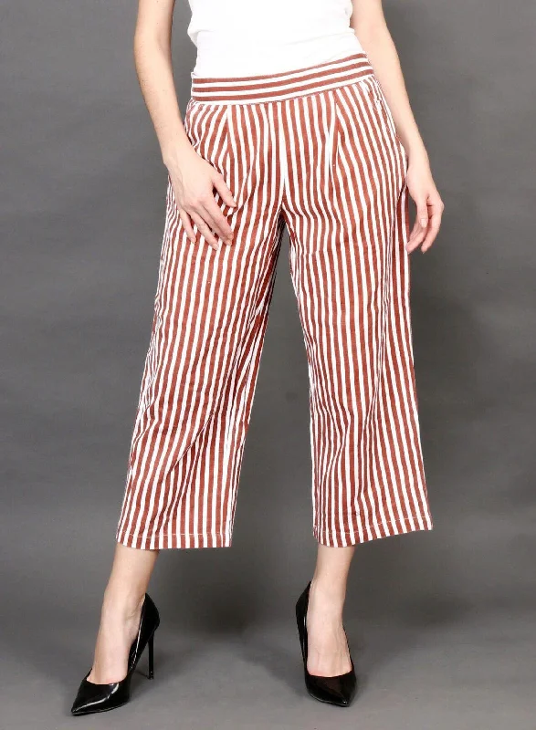 Brown & White Striped Pants