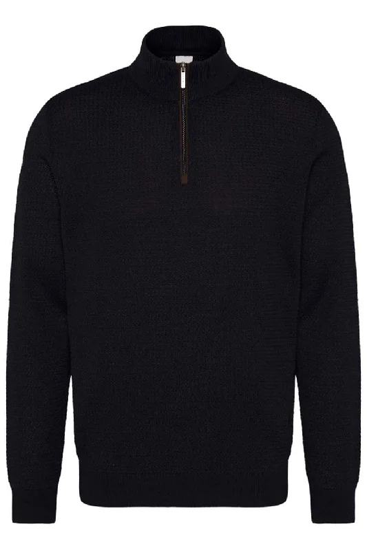 BUGATTI Mens Long Sleeve Half Zip Sweater NAVY