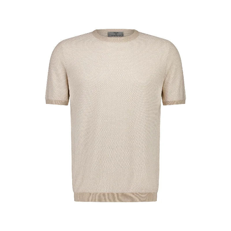 Ferrante Short Sleeve Contrast T-Shirt in BEIGE