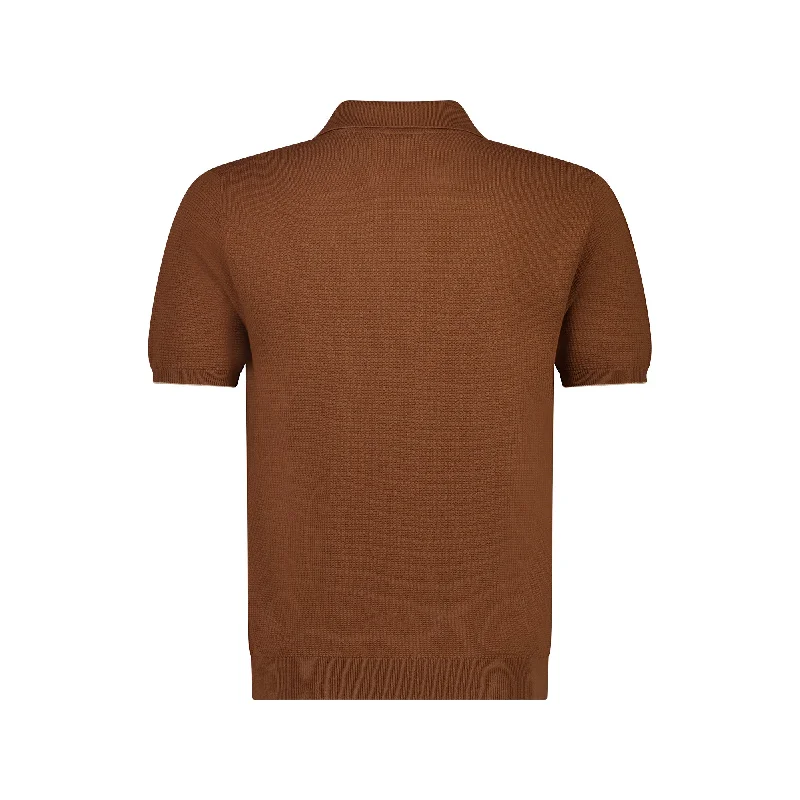 MCKINNON x FERRANTE Short Sleeve Buttonless Polo in BROWN