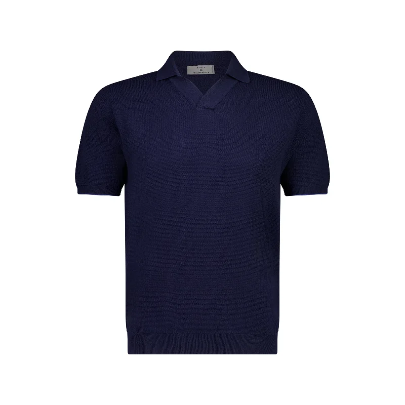 MCKINNON x FERRANTE Short Sleeve Buttonless Polo in NAVY