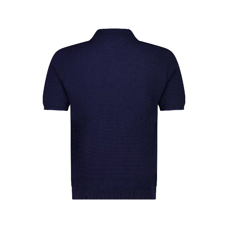 MCKINNON x FERRANTE Short Sleeve Buttonless Polo in NAVY