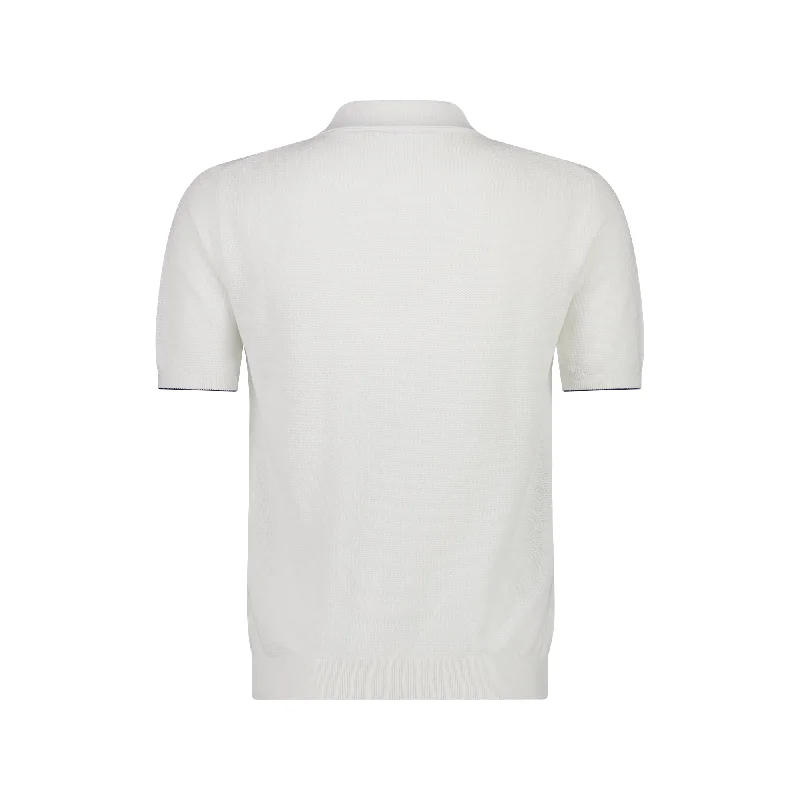 MCKINNON x FERRANTE Short Sleeve Buttonless Polo in WHITE