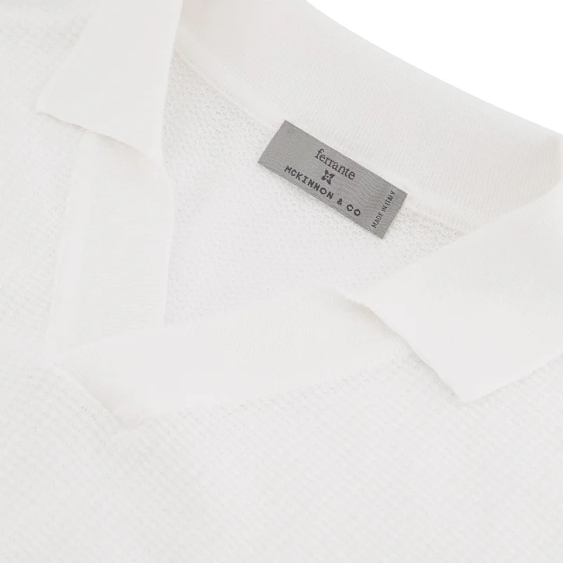 MCKINNON x FERRANTE Short Sleeve Buttonless Polo in WHITE