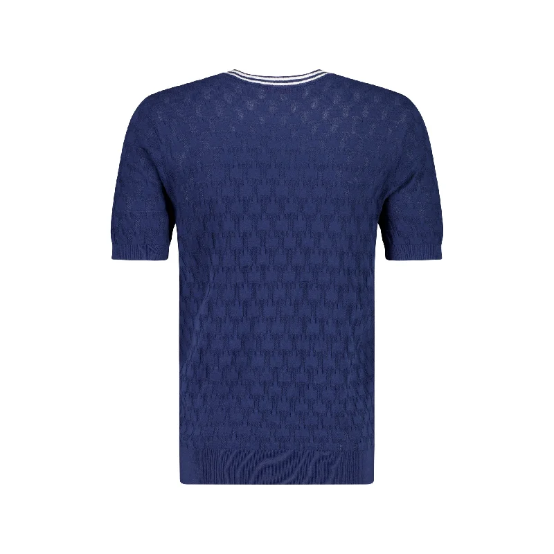 MCKINNON Crew Neck Short Sleeve Check Shirt NAVY