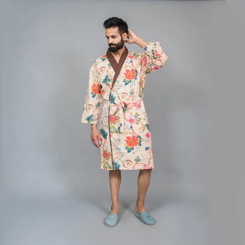 Men Multi-color Pure Cotton kimono robe