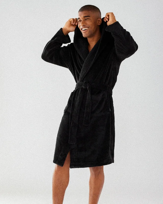 Fleece Dressing Gown - Black