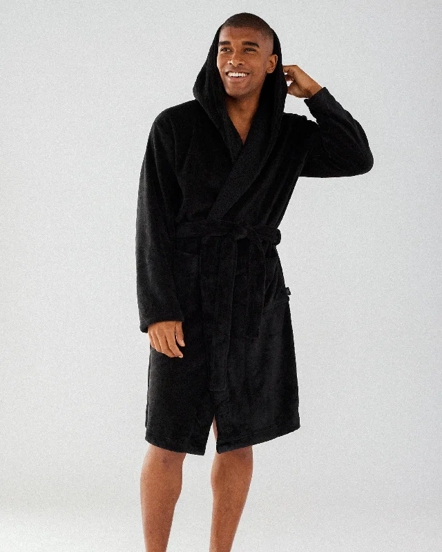 Fleece Dressing Gown - Black