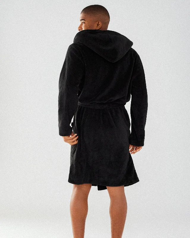 Fleece Dressing Gown - Black