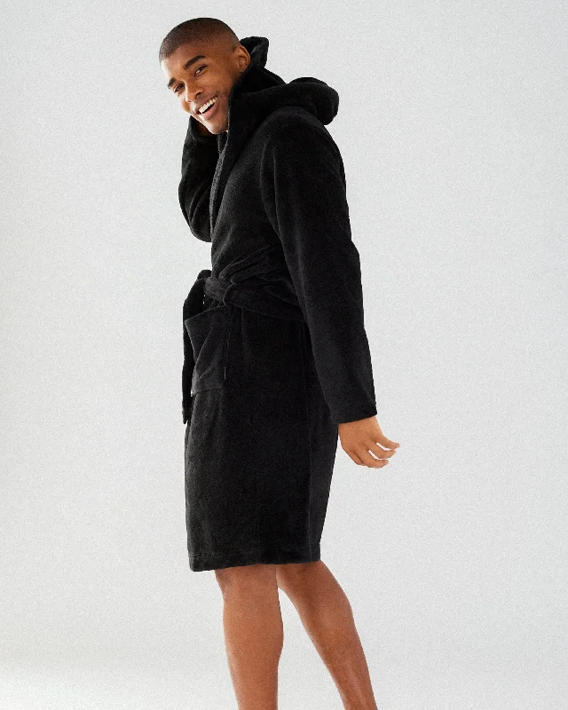 Fleece Dressing Gown - Black