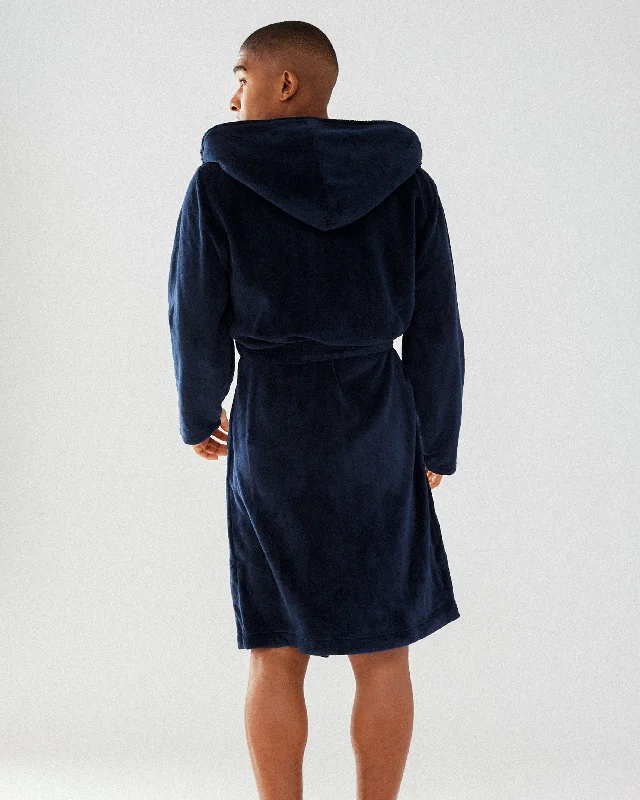 Fleece Dressing Gown - Navy