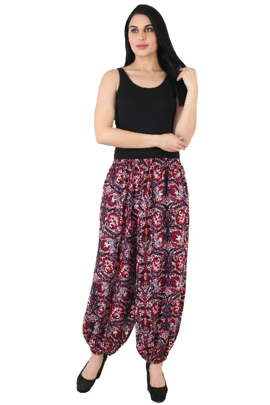 Red & Blue Floral Printed Harem Pants