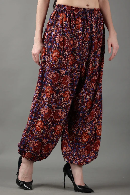 Red Floral Printed Harem Pants