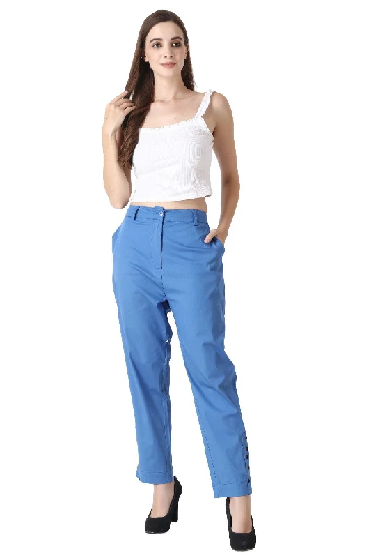 Solid Formal Pants with Ankle Buttons