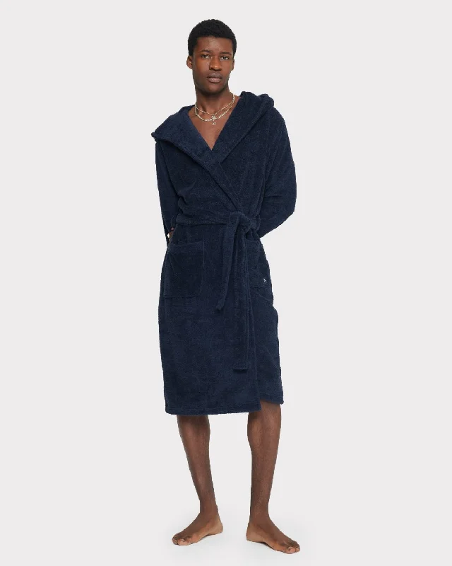 Towelling Dressing Gown - Navy