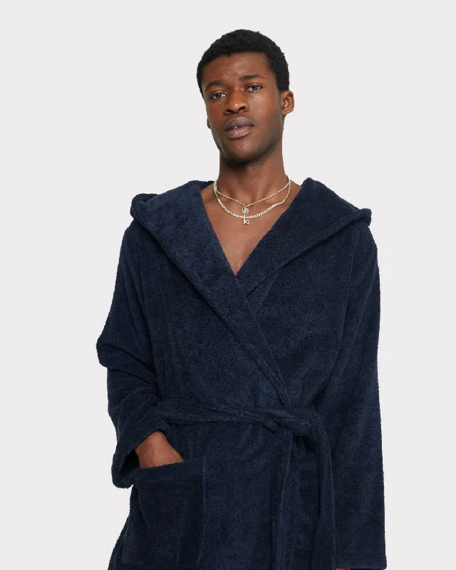 Towelling Dressing Gown - Navy